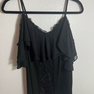 White House Black Market Black Ruffle Camisole